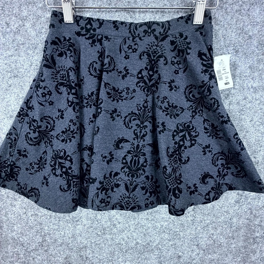 P.S. from Aeropostale Mini Skirt Girls 10 Gray Paisley Stretch Cute Goth